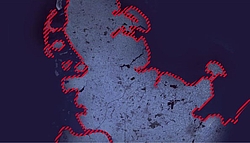 Landkarte Schleswig-Holstein, Grenzen zu den Meern rot schraffiert